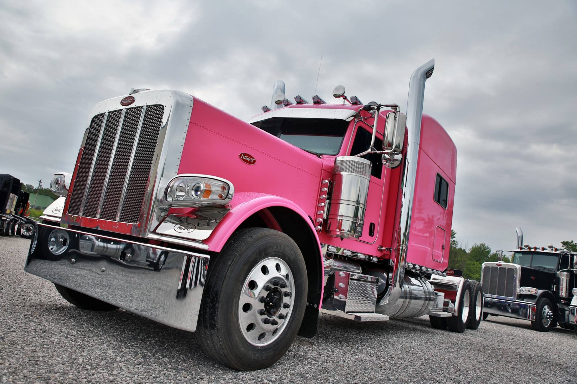 Look Closer Stunning Pink Peterbilt 389 72 in Raised Roof Glider Kit